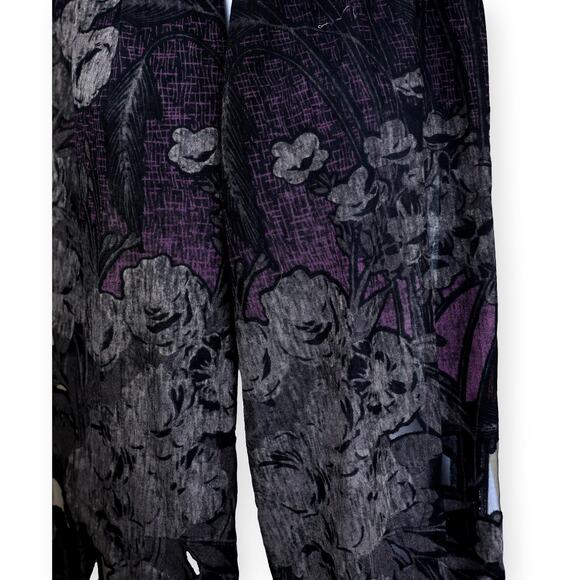 Gray Brown Colorblock Floral Fringe Rectangle Scarf 40x26 - Picture 3 of 7